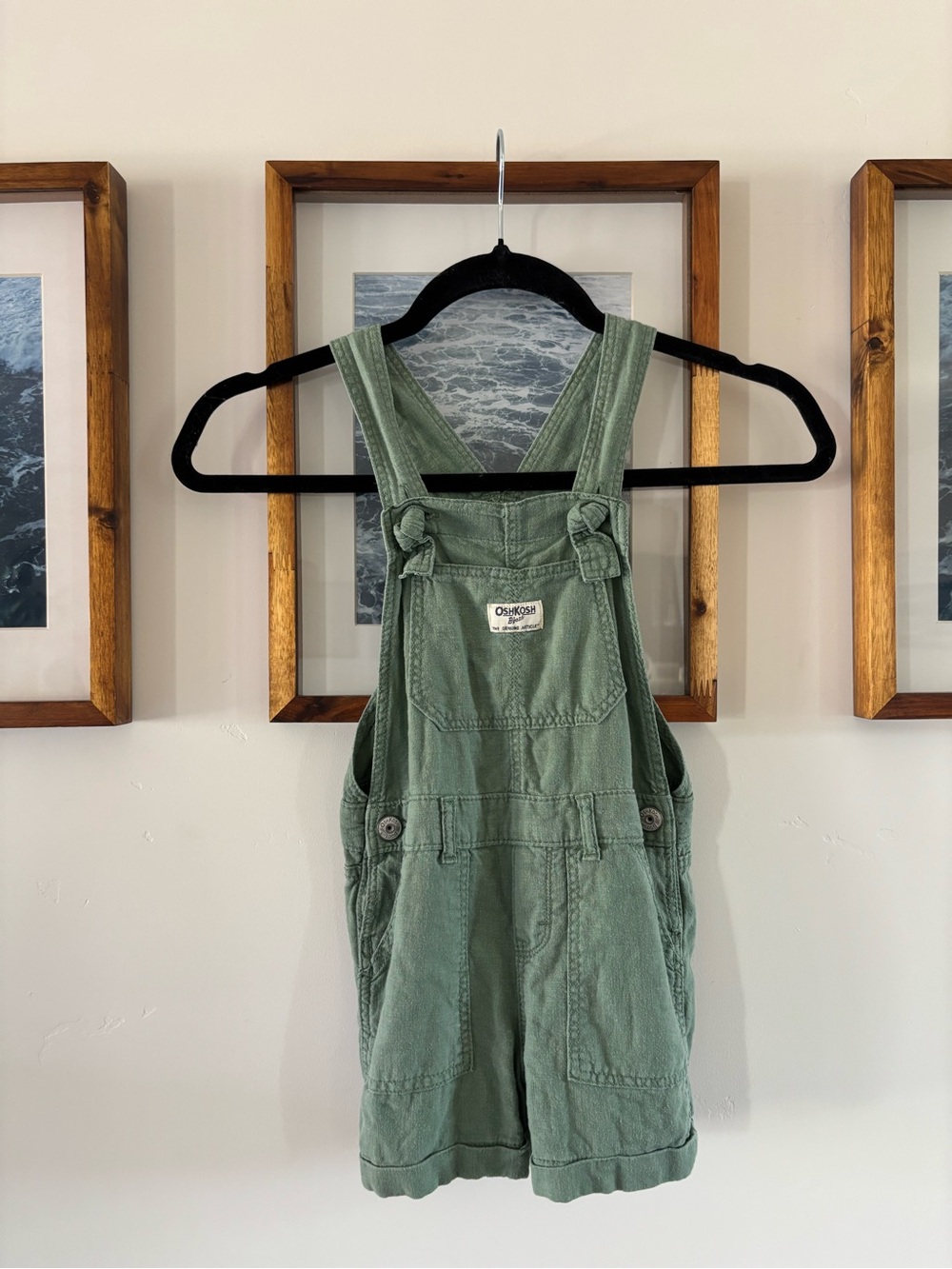 OshKosh B'gosh Sage Green Toddler Short Overalls